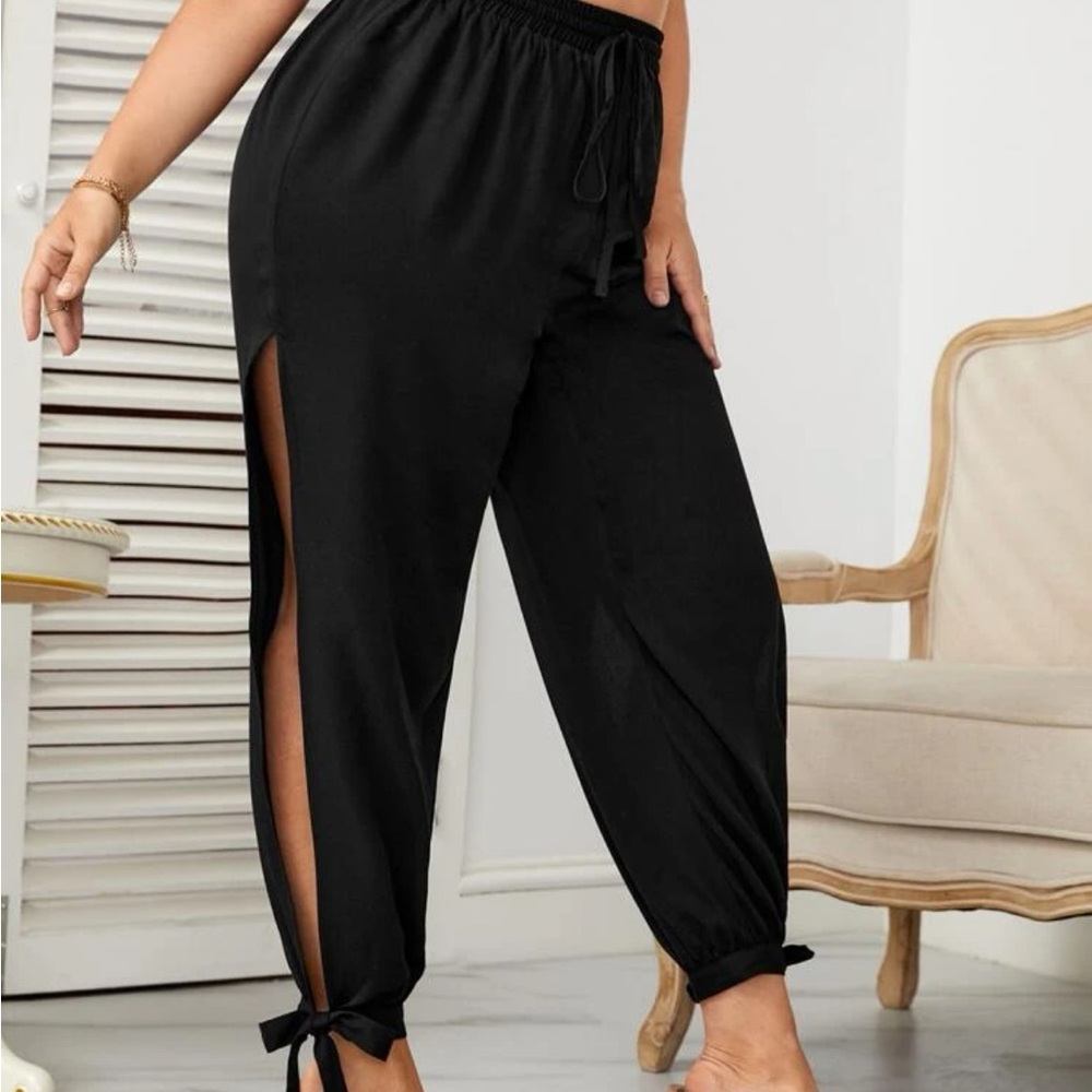 Black peep dress pants